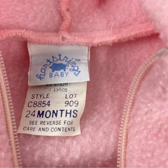 Vintage Hartstrings Baby 24 Months Pink Fleece Bunting Outerwear 3/4 Zip - Picture 3 of 6